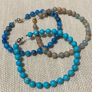 Artisan set of three 8” long natural Earth Tone Beaded magnetic clasp Bracelets